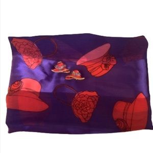 Red Hat Society Scarf & Earrings (clip on)